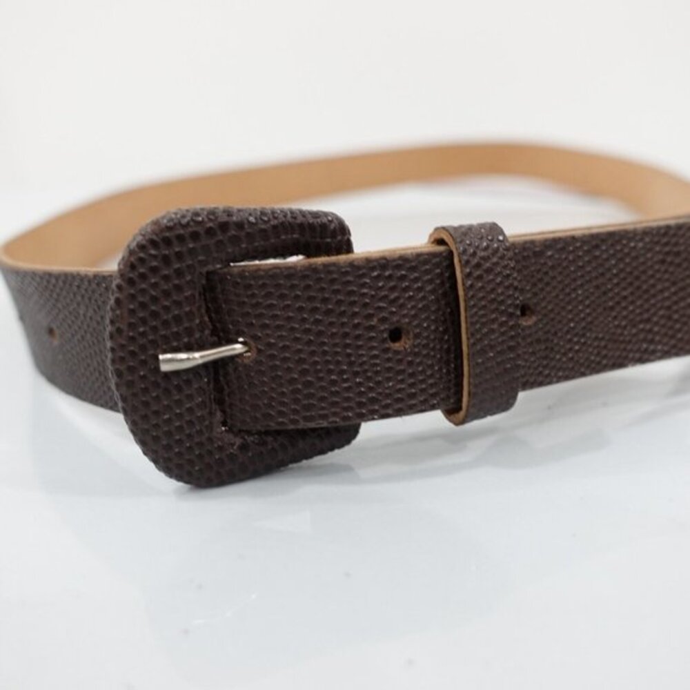 Vintage Belt Womens Leather Brown‎ Buckle Small Dress Embossed Faux Lizard Skin